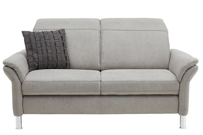 Hellgraues 2-Sitzer Sofa mit Chromfüßen