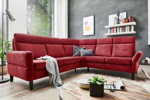 Rotes Ecksofa als Hochlehner in Stoff