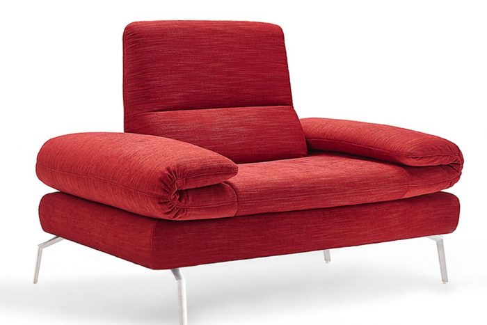 Roter Loveseat in Stoff mit Faltarmlehne