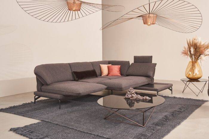 Dunkelgraues Ecksofa mit Drehfunktion – Bild 3