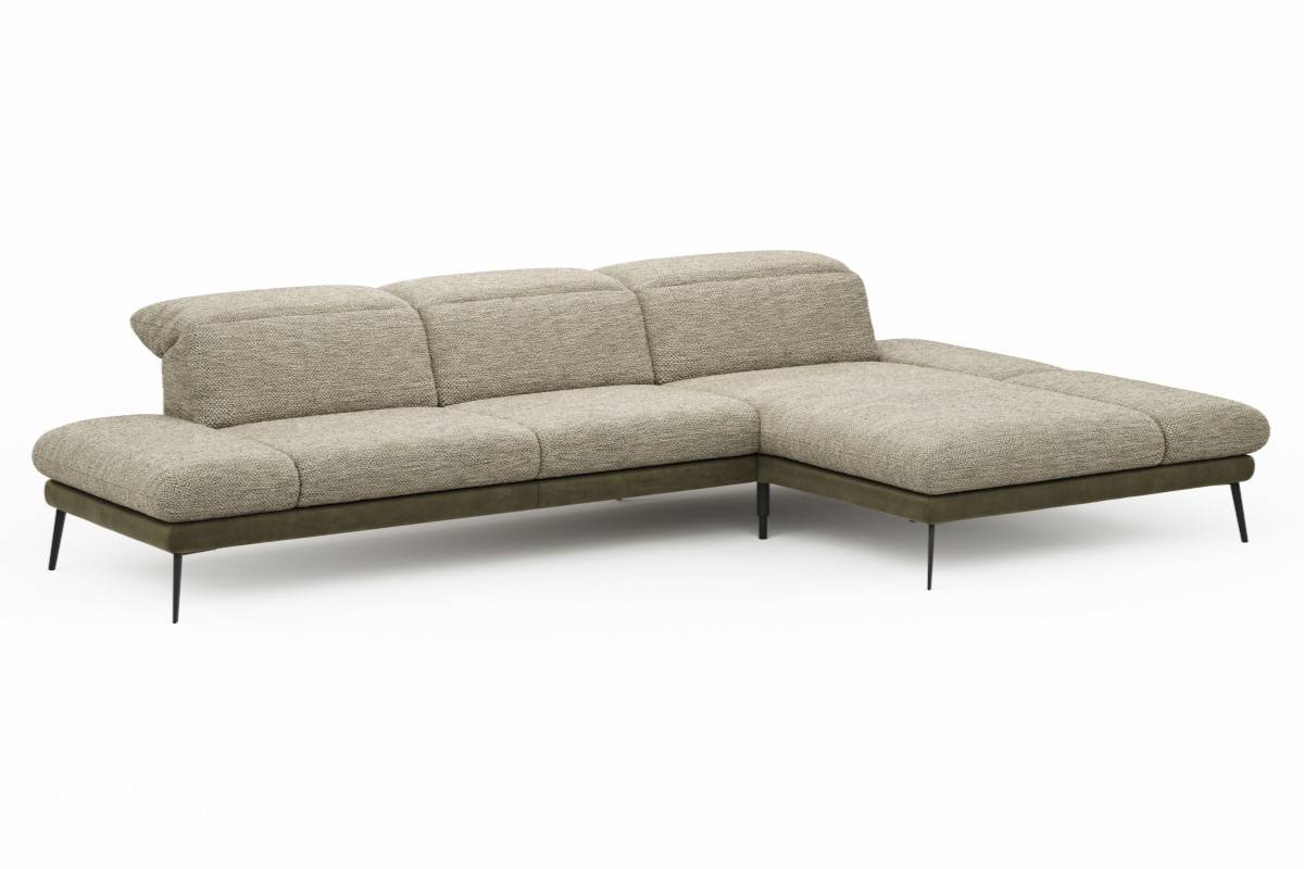 Hellgrünes Stoffsofa mit Longchair