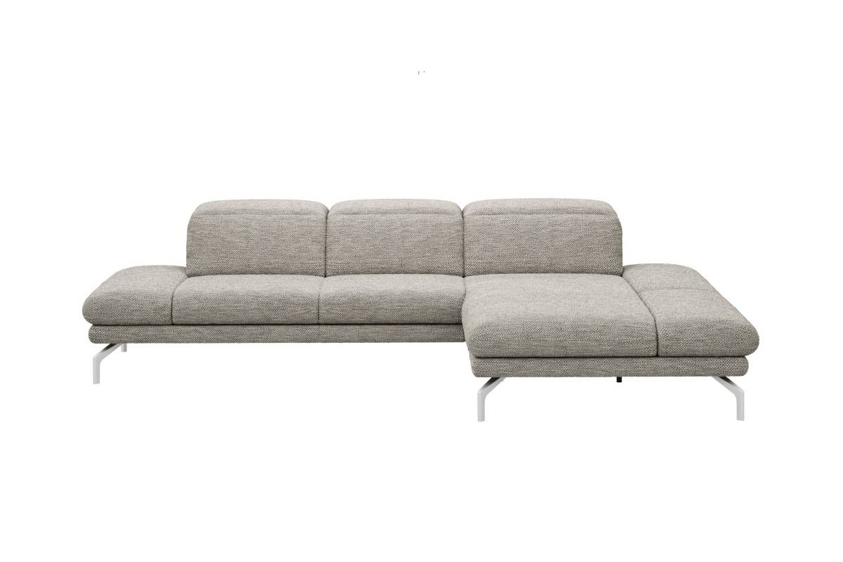 Graues Stoffsofa mit breitem Longchair und Chomfüßen