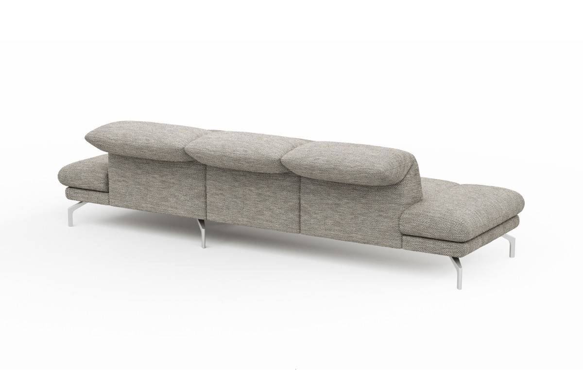 Rückansicht von einem Stoffsofa mit Kopfteilverstellung