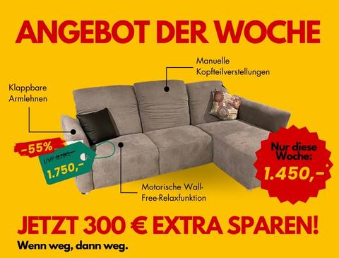 Angebot der Woche - Graue Polsterecke mit Wall-Free Funktion