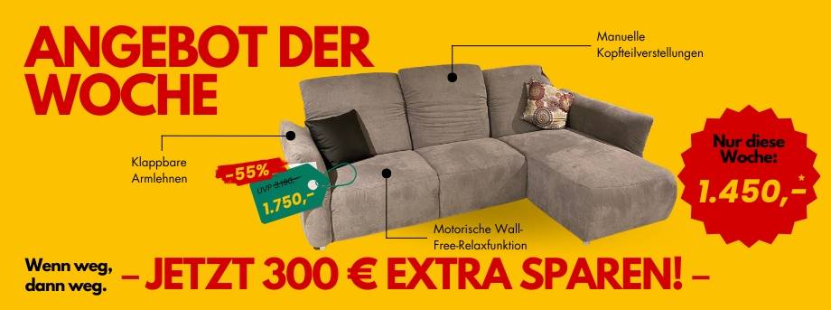 Angebot der Woche - Graue Polsterecke mit Wall-Free Funktion