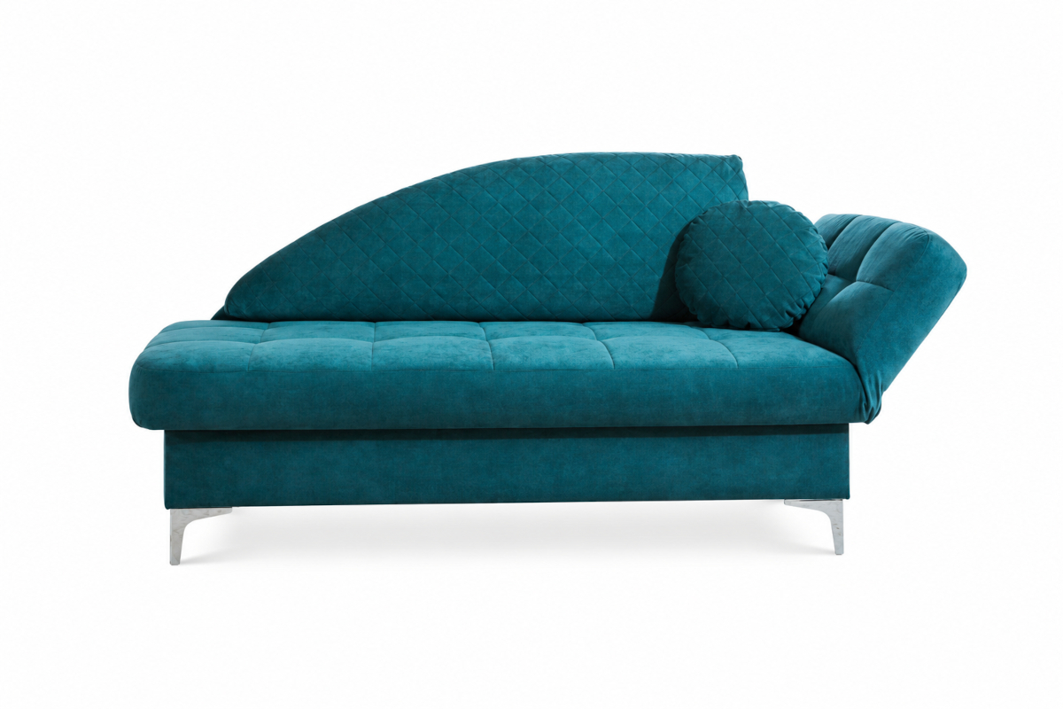 Smaragdgrünes Schlafsofa als Ottomane mit Metallfüßen